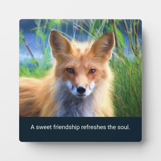 Fluffy Red Fox mit Freundschaftsangebot Fotoplatte (Vorderseite)