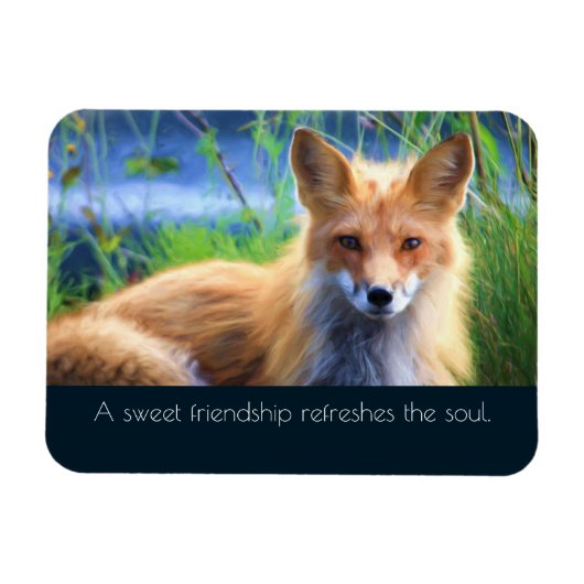 Fluffy Red Fox mit Freundschaftsangebot Magnet (Horizontal)