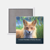 Fluffy Red Fox mit Freundschaftsangebot Magnet (Vorderseite/Rückseite)