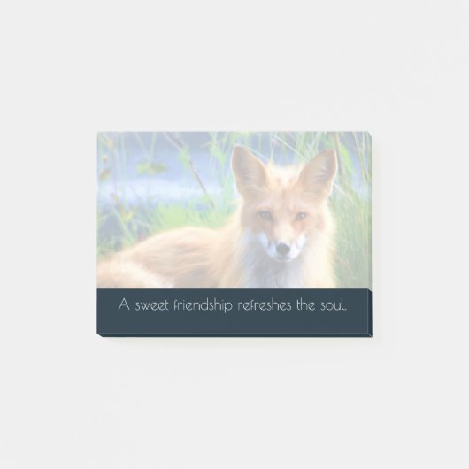 Fluffy Red Fox mit Freundschaftsangebot Post-it Klebezettel (Vorderseite)