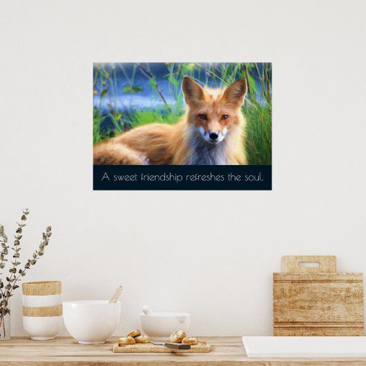 Fluffy Red Fox mit Freundschaftsangebot Poster (Küche)