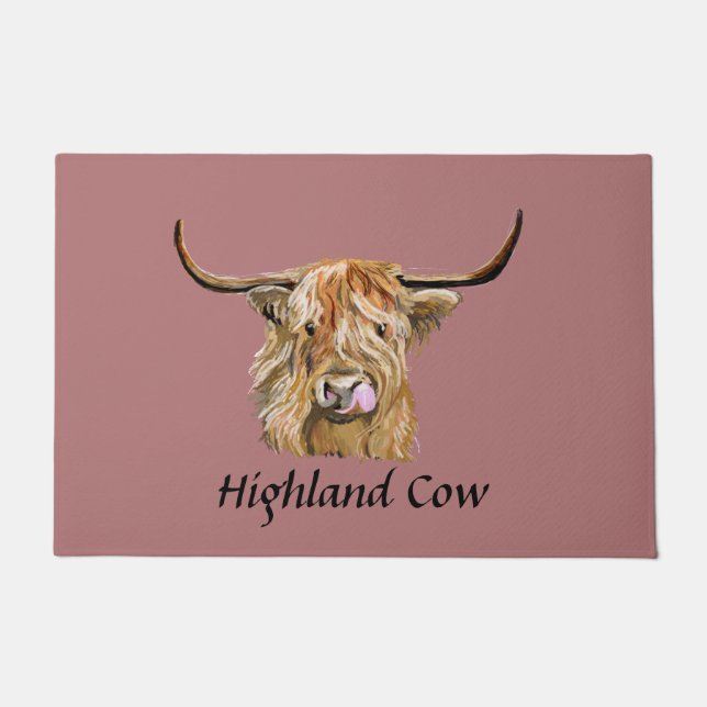 Fluffy Red Highland Cow Original Digital Art   Fußmatte (Vorderseite)