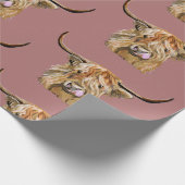 Fluffy Red Highland Cow Original Digital Art Geschenkpapier (Ecke)