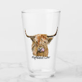 Fluffy Red Highland Cow Original Digital Art Glas (Vorderseite)