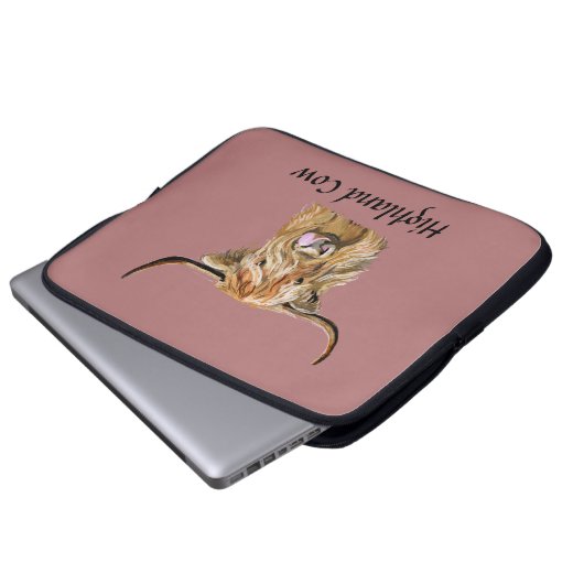 Fluffy Red Highland Cow Original Digital Art Laptopschutzhülle (Vorne Knopf)