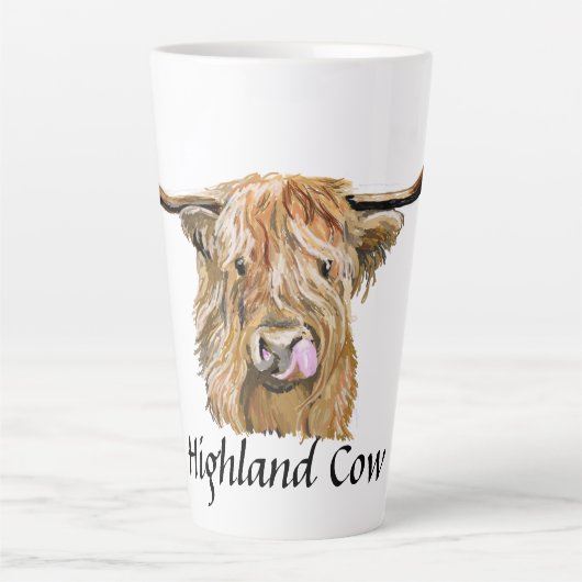 Fluffy Red Highland Cow Original Digital Art Milchtasse (Vorderseite)