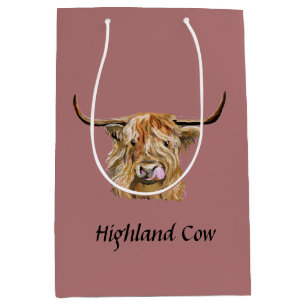 Fluffy Red Highland Cow Original Digital Art    Mittlere Geschenktüte