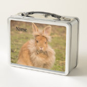 Fluffy Red Lionhead Bunny Rabbit Metall Brotdose (Rückseite)