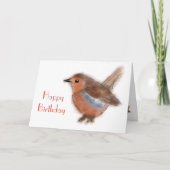 Fluffy Robin Birthday Karte (Vorderseite)