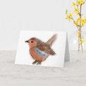 Fluffy Robin  Karte (Gelbe Blume)