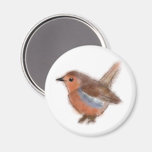 Fluffy Robin Magnet (Vorderseite/Rückseite)