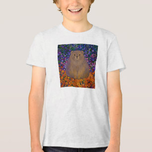 Fluffy Rock Hyrax Wildflower-Garten-Illustration Tri-Blend Shirt