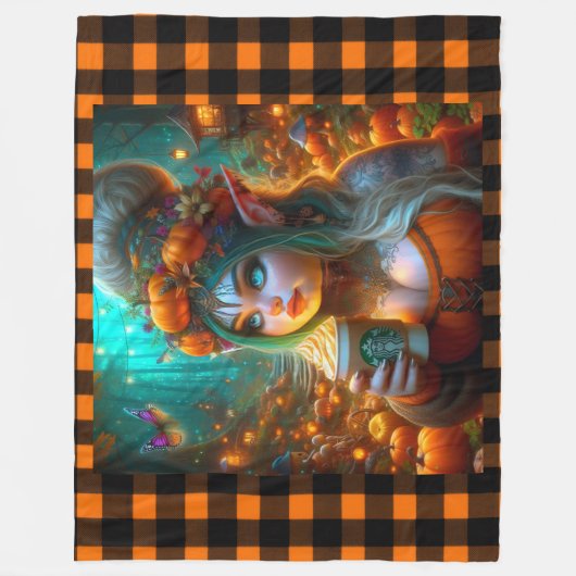 Fluffy Sassy Pumpkin Spice Gnome Fleecedecke (Vorderseite)