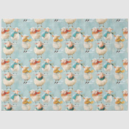 Fluffy Schafe spielen im Schnee Seidenpapier