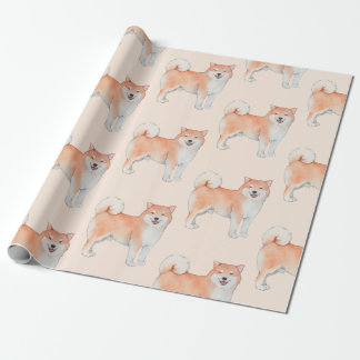 Fluffy Schwanz Kawaii Wasserfarbe Shiba Inu Doggo Geschenkpapier