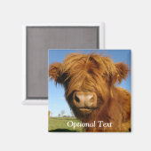 Fluffy Scottish Highland Cow - Blue Sky Magnet (Vorderseite/Rückseite)