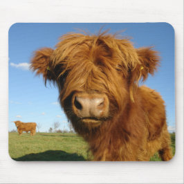 Fluffy Scottish Highland Cow - Blue Sky Mousepad