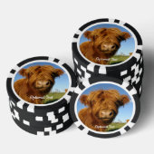 Fluffy Scottish Highland Cow - Blue Sky Pokerchips (Stapel)