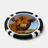 Fluffy Scottish Highland Cow - Blue Sky Pokerchips (Einzeln)