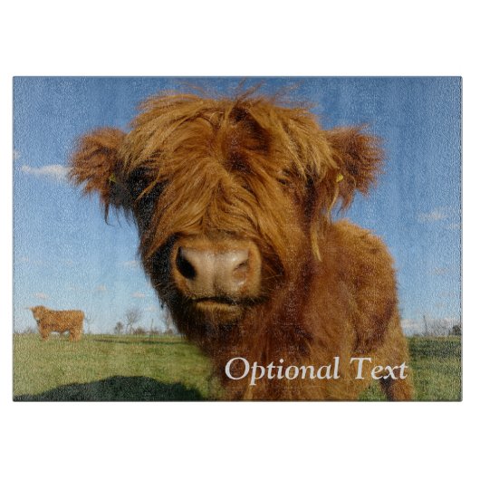 Fluffy Scottish Highland Cow - Blue Sky Schneidebrett (Vorderseite)