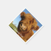 Fluffy Scottish Highland Cow - Blue Sky Serviette (Ecke)