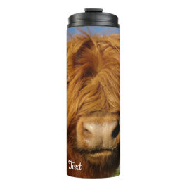 Fluffy Scottish Highland Cow - Blue Sky Thermosbecher