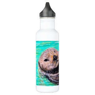Fluffy Sea Otter Painting Edelstahlflasche