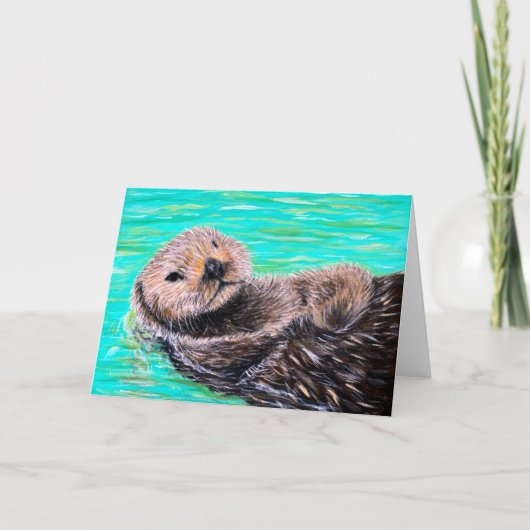 Fluffy Sea Otter Painting Karte (Vorderseite)