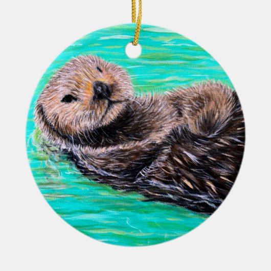Fluffy Sea Otter Painting Keramik Ornament (Vorne)