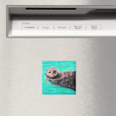 Fluffy Sea Otter Painting Magnet (In Situ (Geschirrspüler))