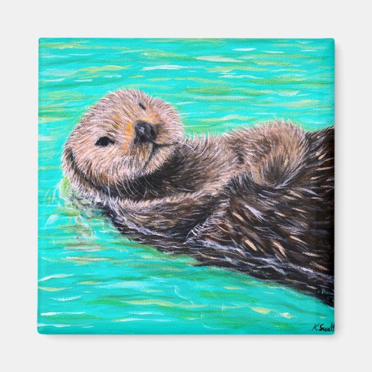 Fluffy Sea Otter Painting Magnet (Vorne)