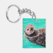 Fluffy Sea Otter Painting Schlüsselanhänger (Vorderseite links)