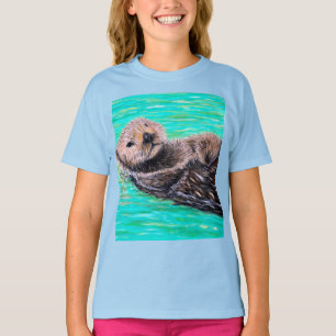 Fluffy Sea Otter Painting T-Shirt