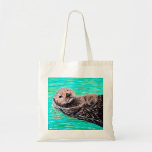 Fluffy Sea Otter Painting Tragetasche