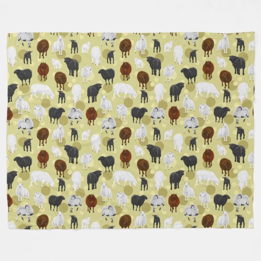 Fluffy Sheep and Lambs Pattern Fleecedecke (Vorderseite (Horizontal))