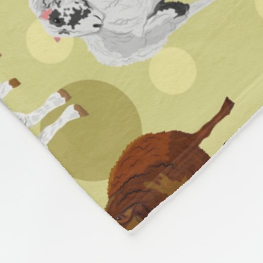 Fluffy Sheep and Lambs Pattern Fleecedecke (Ecke)