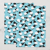 Fluffy Sheep on Baby Blue Einladung (Vorne/Hinten)