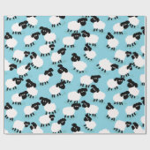 Fluffy Sheep on Baby Blue Geschenkpapier (Flach)