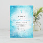 Fluffy Soft Cerulean Clouds Orthodox Baptism       Einladung (Stehend Vorderseite)