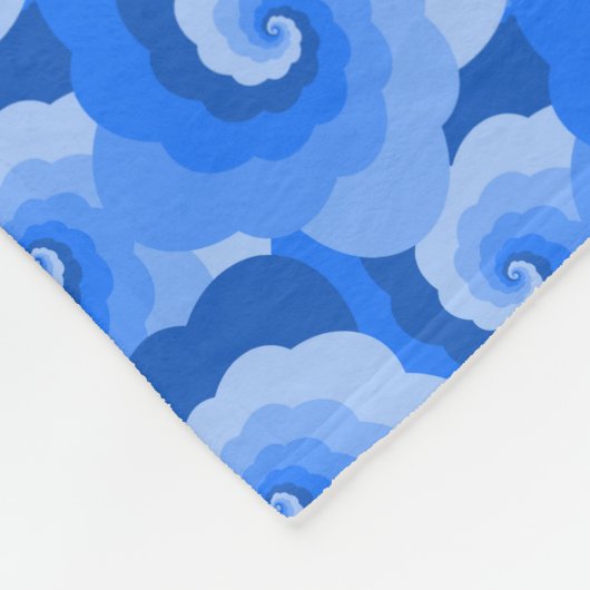 Fluffy Spirals Blue Pattern Fleece Blanket (Ecke)