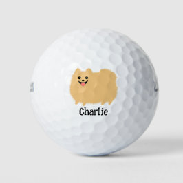 Fluffy Spitz Niedlicher Hund mit Individuelle Name Golfball