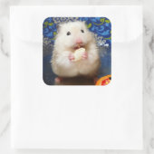 Fluffy Syrian Hamster Kokolinka Quadratischer Aufkleber (Tasche)