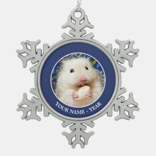 Fluffy Syrian Hamster Kokolinka Schneeflocken Zinn-Ornament