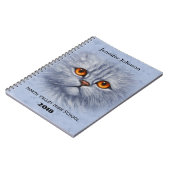 Fluffy Tabby Cat Kitten Face Light Grau Notizblock (Linke Seite)