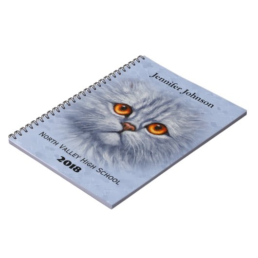 Fluffy Tabby Cat Kitten Face Light Grau Notizblock (Linke Seite)