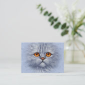 Fluffy Tabby Cat Kitten Face Light Grau Visitenkarte (Stehend Vorderseite)