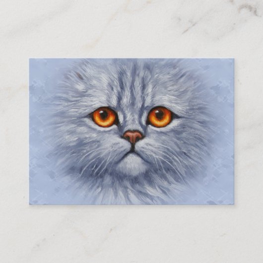 Fluffy Tabby Cat Kitten Face Light Grau Visitenkarte (Vorderseite)