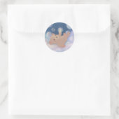 Fluffy Teddy Bear Floating on Clouds Runder Aufkleber (Tasche)