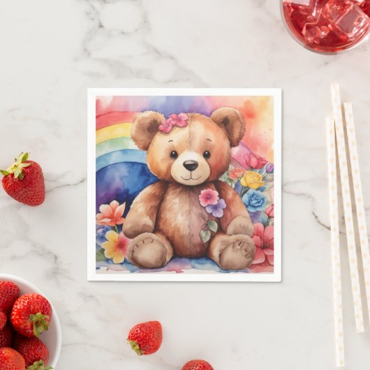 Fluffy Teddy Bear mit Regenbogen Serviette (Beispiel)