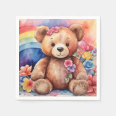 Fluffy Teddy Bear mit Regenbogen Serviette (Vorderseite)